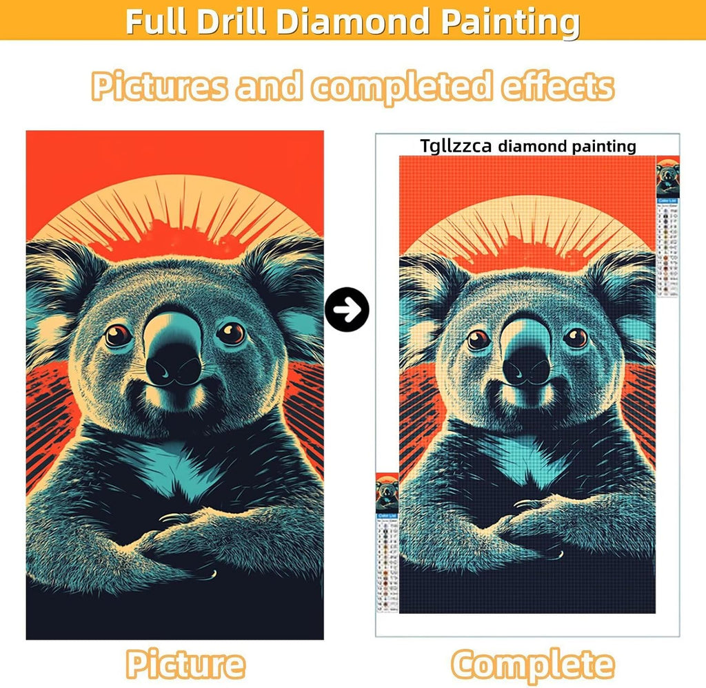 Diamond Art Kits for Adults Animal Diamond Painting Kits, 5D DIY Round Koala Full Drill Dimond Art Paintings Crystal Rhinestones Crafts for Adults for Home Wall Decor, Large Size 40 x 80 Inch,Model891
