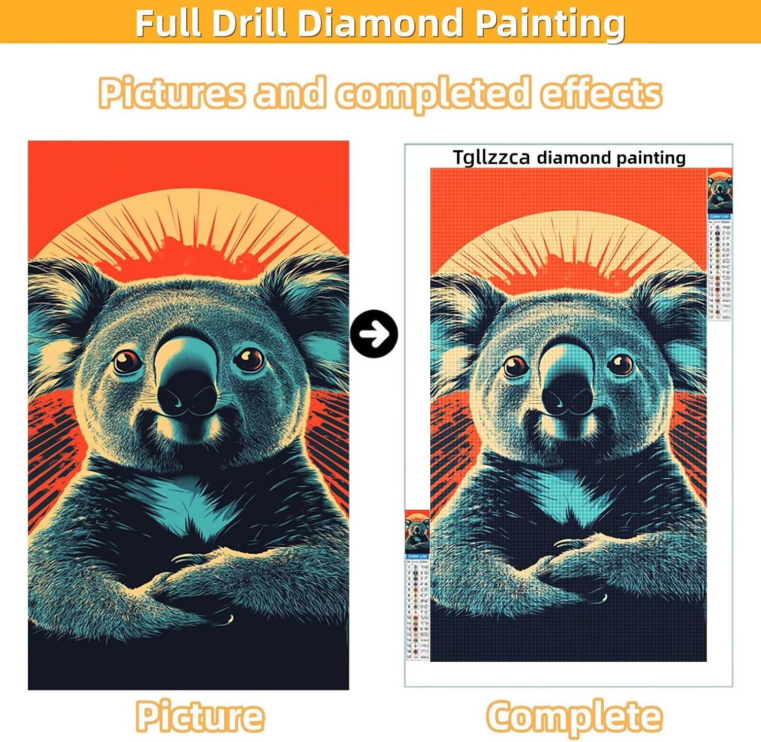 Diamond Art Kits for Adults Animal Diamond Painting Kits, 5D DIY Round Koala Full Drill Dimond Art Paintings Crystal Rhinestones Crafts for Adults for Home Wall Decor, Large Size 40 x 80 Inch,Model891