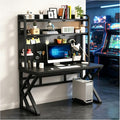 39.3in Gaming Desk with Bookshelf Combo, Computer Desk with Pegboard, Large Writing Table with Desktop Shelves, Ample Leg Room, for Home Office (Black, 39.3in)