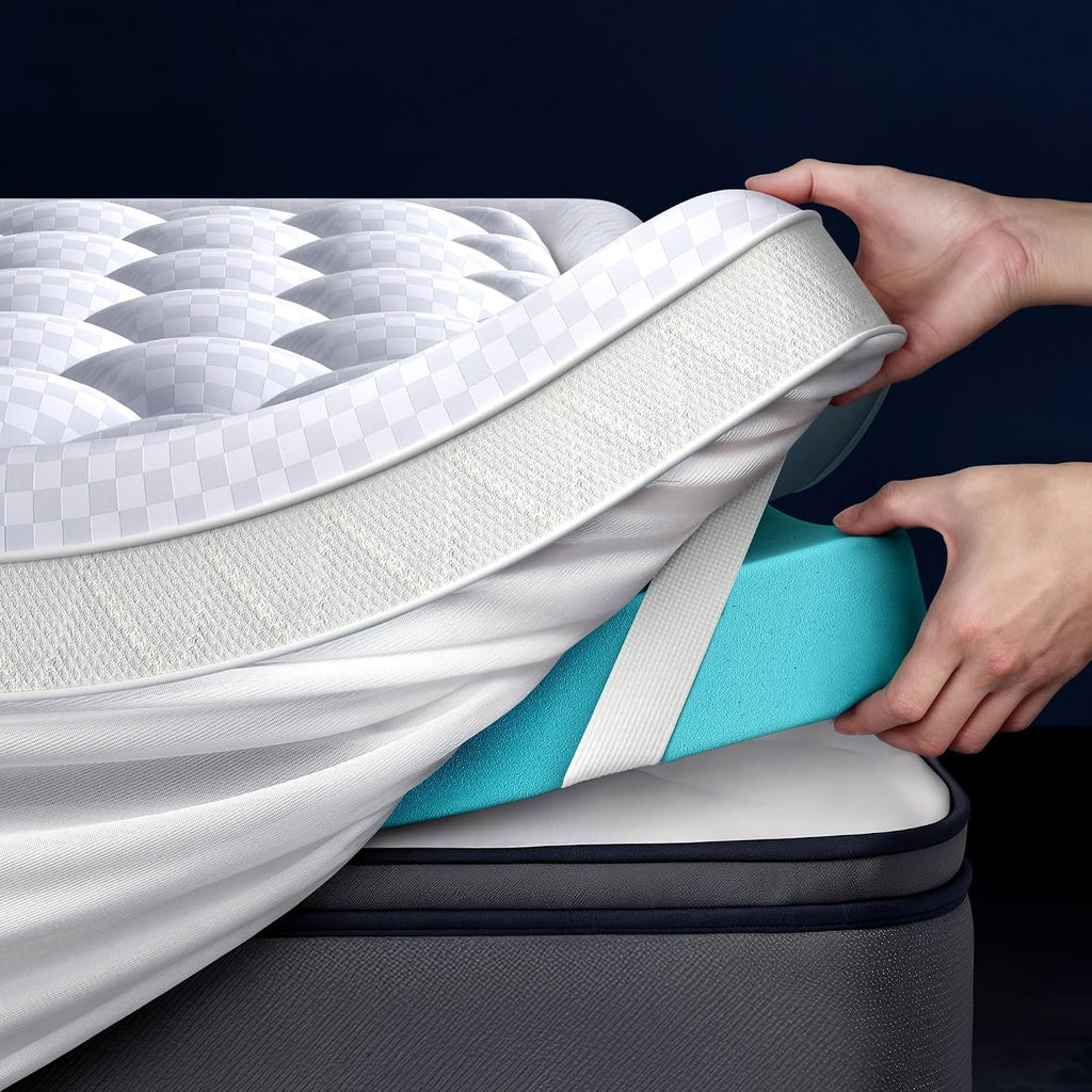 5 Inch Mega Support Memory Foam Mattress Topper for Pressure Relief, Dual Layer 2.5' Pillow Top Mattress Topper Plus 2.5' Cooling Gel Infused Memory Foam Mattress Pad (California King)