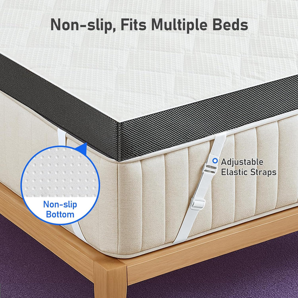 Extra Firm King Mattress Topper: 3 Inch Super Support Mattress Pad, High Density Foam for Back Pain, Breathable Washable Cover with Anti-Slip Straps, No Smell, CertiPUR-US Oeko-Tex Certified 80x76