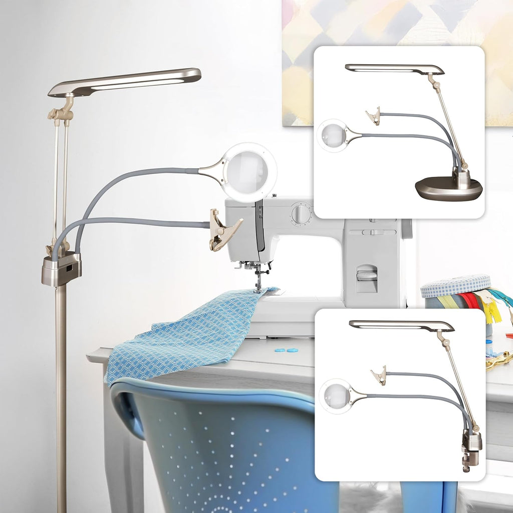 OttLite Ultimate LED 3-in-1 Creative Station w/Magnifier, Clearsun, Champagne, Shipper