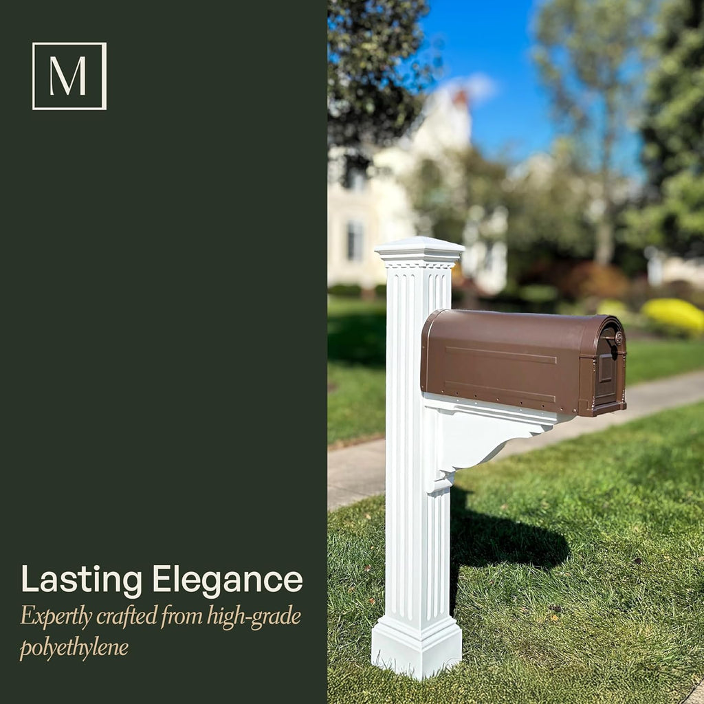 Mayne Manchester Single Arm Mail Post - White - 26in L x 9in W x 58in H - Manchester Post & Arm, Hardware Kit (5852-W)
