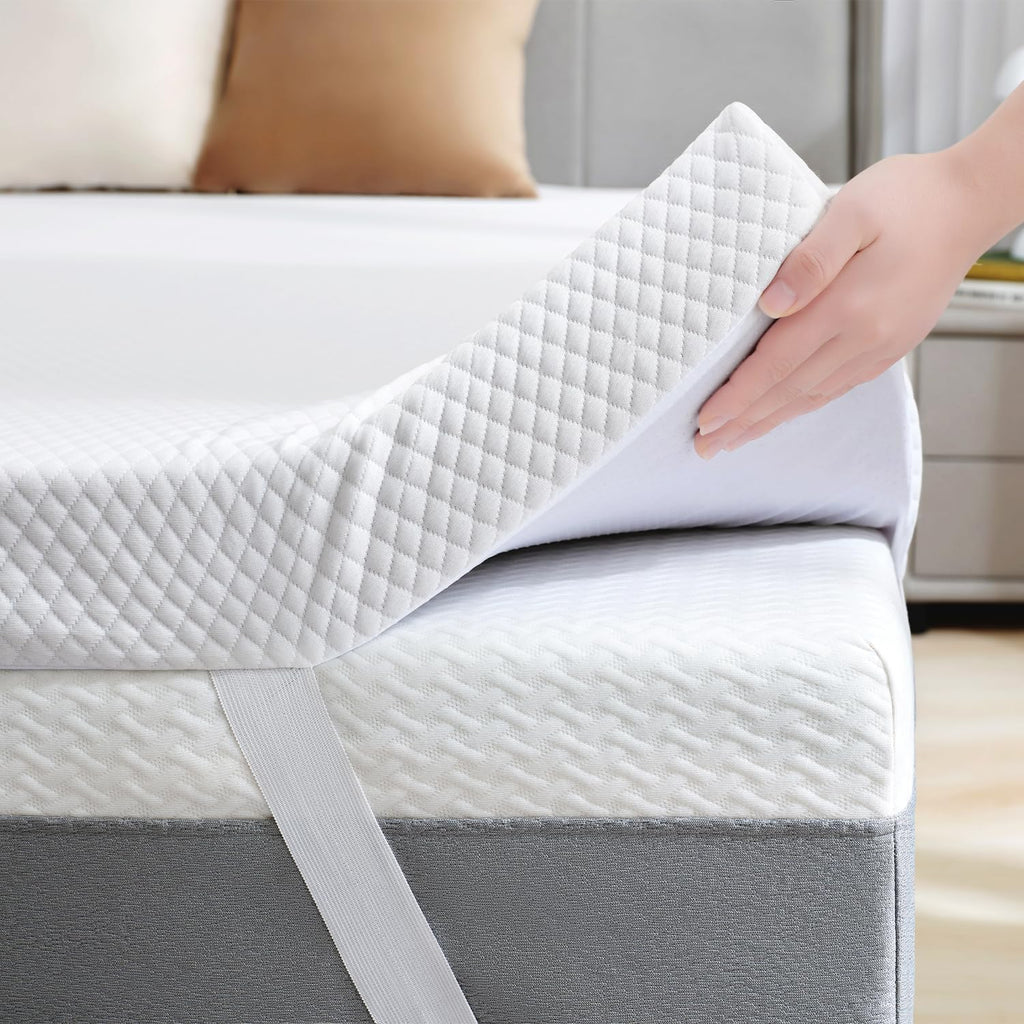 SINWEEK 3 Inch Gel Memory Foam Mattress Topper King Size, Ventilated High Density Pad for Back Pain, Bed Topper with Removable Soft Cover, CertiPUR-US Certified