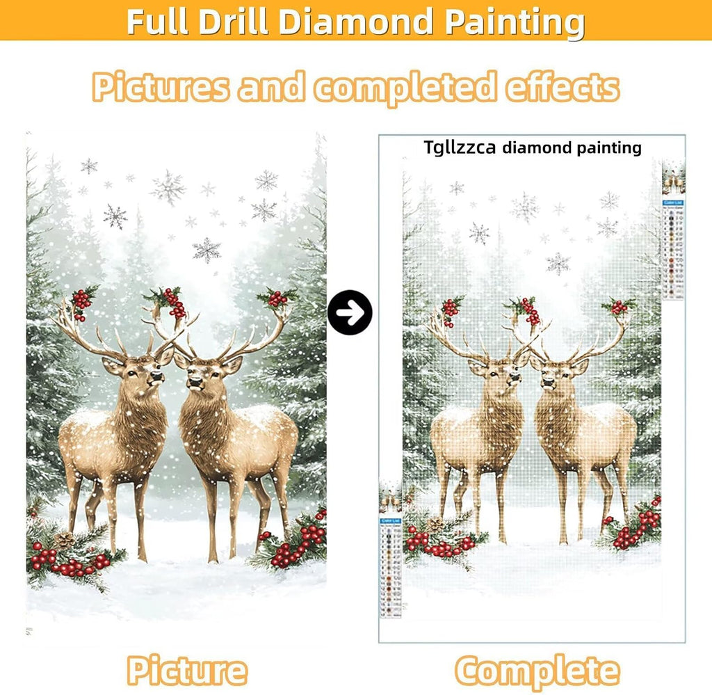 Diamond Art Kits for Adults Deer Diamond Painting Kits, 5D Square Snow Full Drill Dimond Art Paintings Crystal Rhinestones Crafts for Adults for Gift Home Wall Decor, Large Size 40 x 80 Inch, Model978