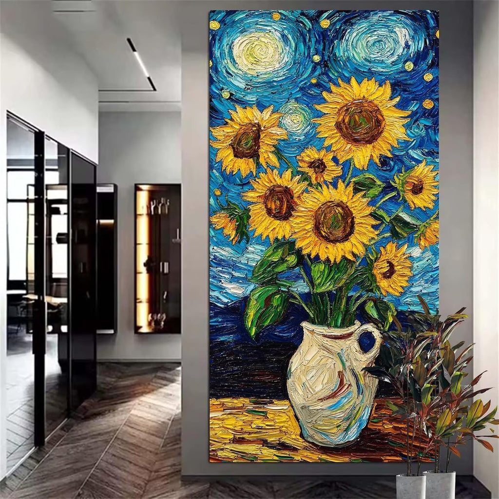 Diamond Art Starry Night, Large Diamond Painting Flower Easy Paint by Numbers Kit for Adults, Large 71x33 inch Full Drill Dimond Gem Art Hobbies for Women, Aesthetic Home Decor, Women Gifts Model-1002