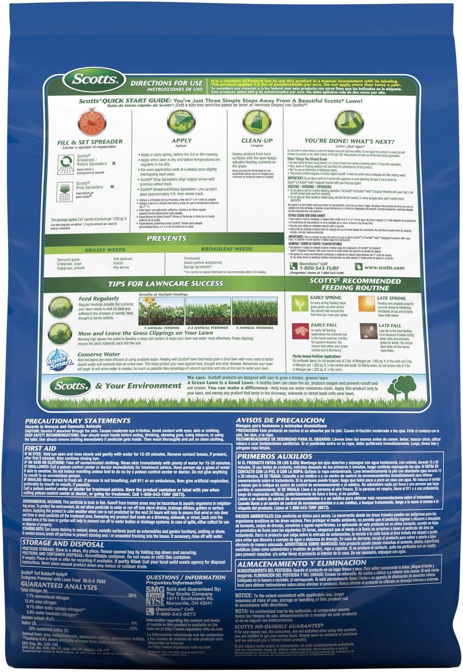 Scotts Turf Builder Halts Crabgrass Preventer with Lawn Food - Pre-Emergent Weed Killer, Lawn Fertilizer, 15,000 sq. ft., 40.05 lbs. (2-Pack)
