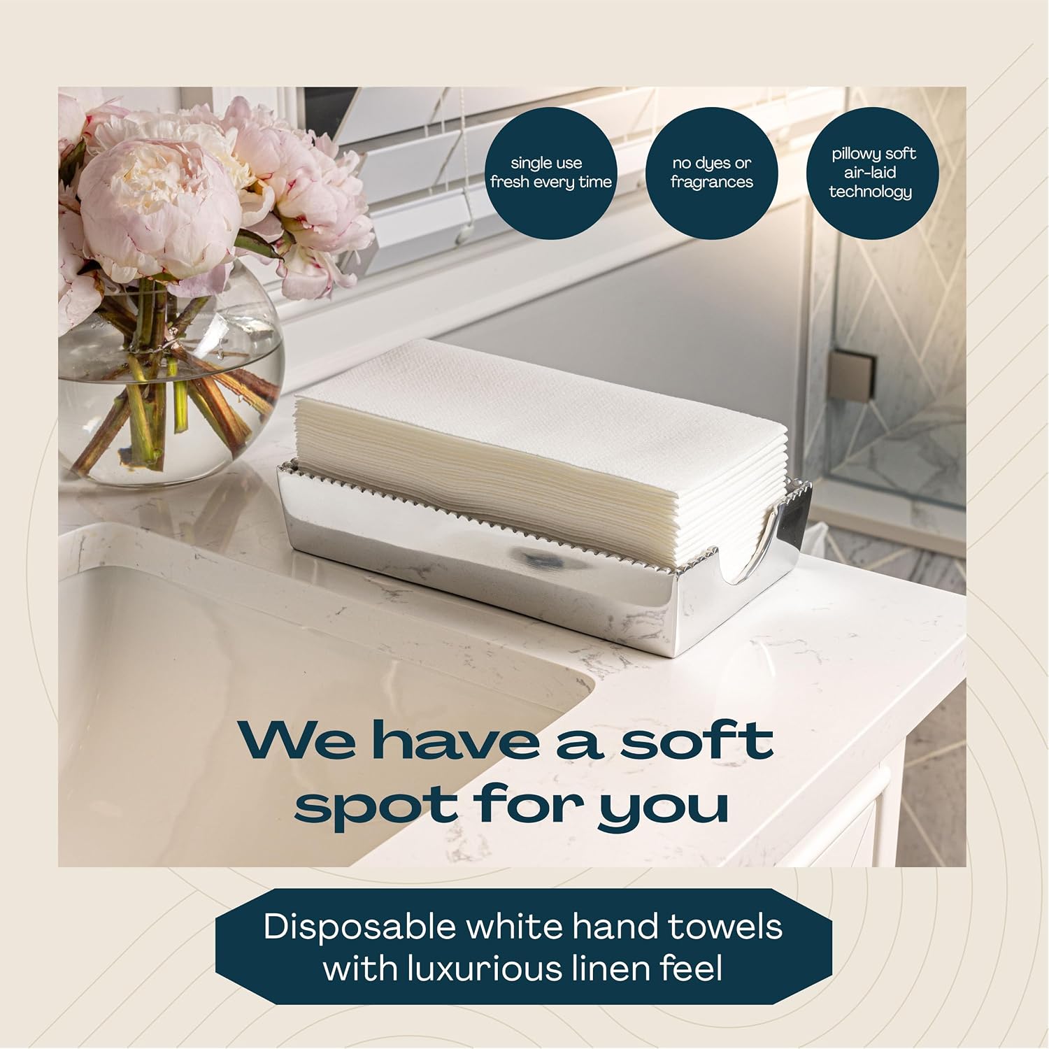 1000-Pack Disposable Guest Towel Paper Napkin - Disposable Cloth-Like Guest Towels - Made In USA, Soft And Absorbent Tissue Paper For Kitchen, Bathroom, Party, Wedding, Or Event