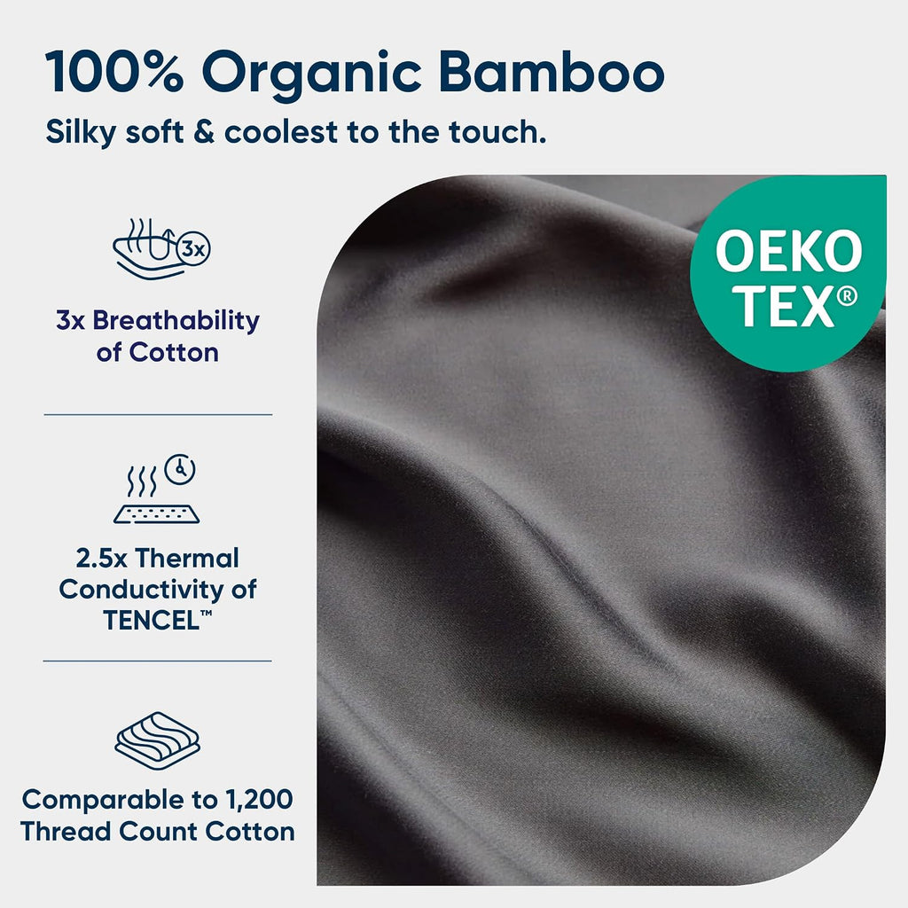 Vesta Sheet Set – Soft, Breathable & Cooling, Perfect for a Comfortable Night's Sleep, Includes 1 Fitted Sheet, 1 Flat Sheet & 2 Pillowcases (Stardust Grey, King/Cali King)