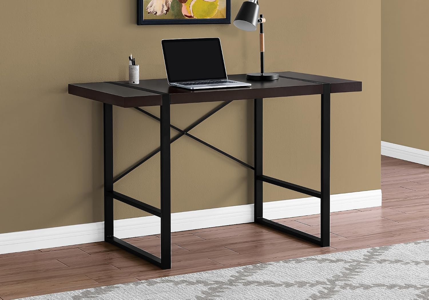 Monarch Specialties Laptop Table for Home & Office-Study Computer Desk-Contemporary Style-Metal Legs, 48' L, Cappuccino