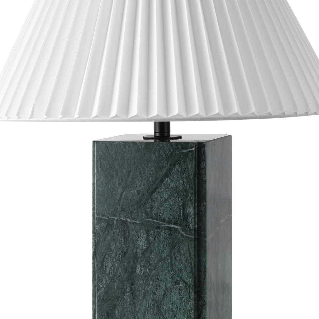SAFAVIEH Couture Lighting Collection - Mackenzie Square Dark Green Table Lamp, 25' Modern Bedside or Living Room Light with White Cotton Shade, Dimmable with LED Bulb (CTL1080G)
