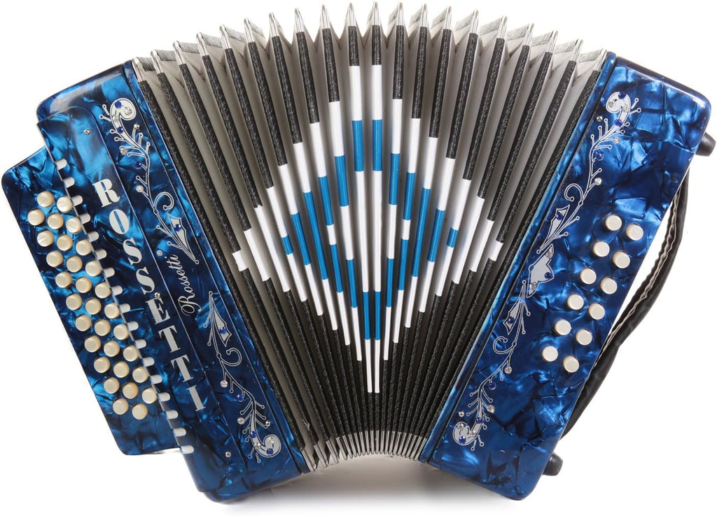 Rossetti 31 Button Accordion 12 Bass, Case, Straps, GCF, BLUE