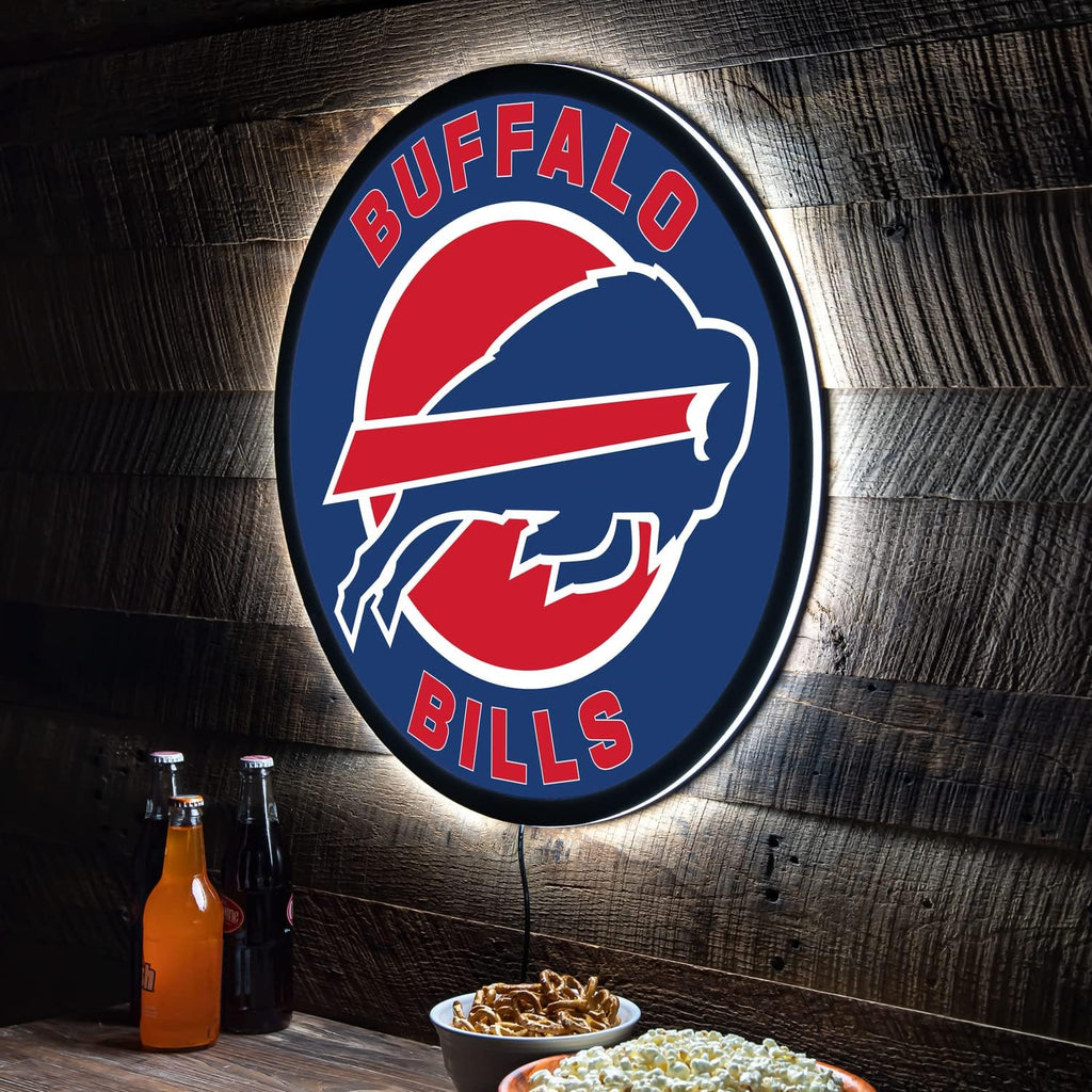 Team Sports America Evergreen NFL Buffalo Bills | Ultra-Thin LED Light Wall Sign Decor | 23 Inch Round | Made in the USA