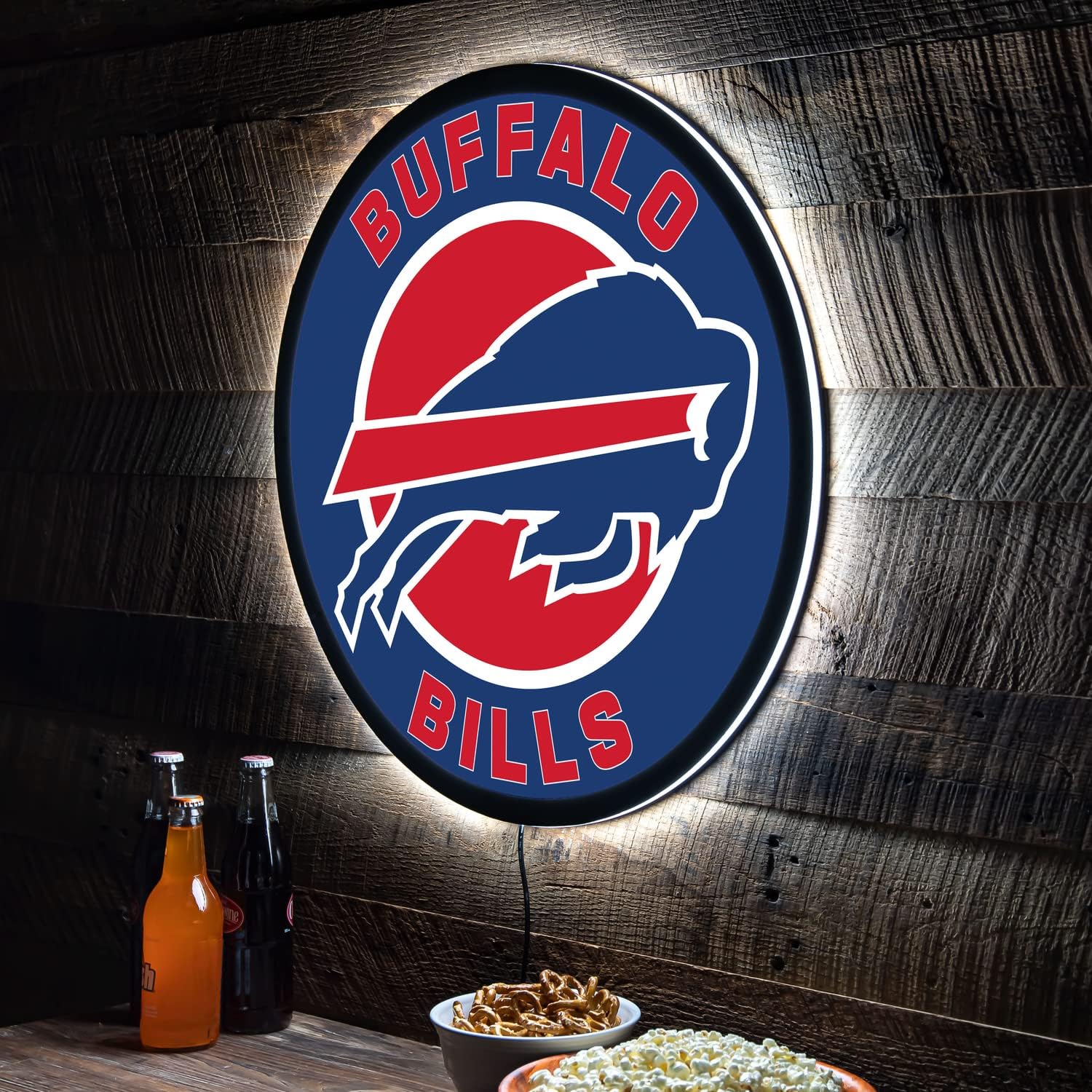 Team Sports America Evergreen NFL Buffalo Bills | Ultra-Thin LED Light Wall Sign Decor | 23 Inch Round | Made in the USA