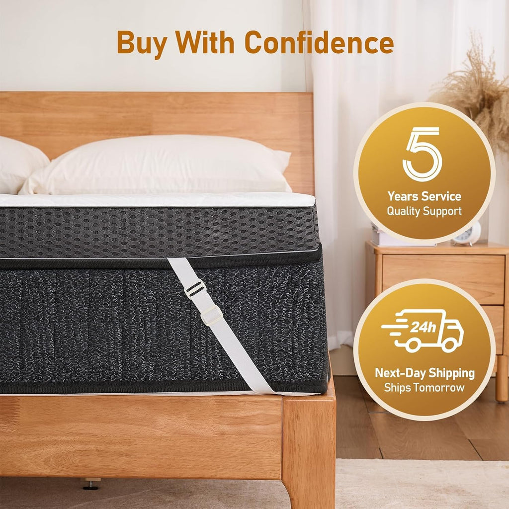 Firm Mattress Topper King 3-Inch: High Density Foam Mattress Pad, Extra Support for Back Pain Relief, Breathable Cooling Washable Cover with Anti-Slip Straps, CertiPUR-US Oeko-Tex Certified 80x76