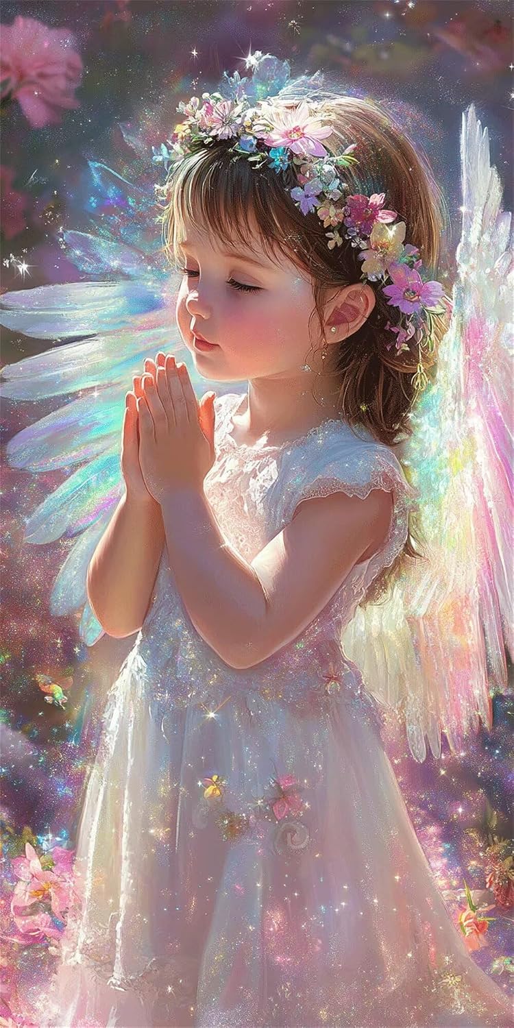 Diamond Art Kits for Adults Angel Diamond Painting Kits, 5D Round Girl Full Drill Dimond Art Paintings Crystal Rhinestones Crafts for Adults for Gift Home Wall Decor, Large Size 36 x 72 Inch, Model687