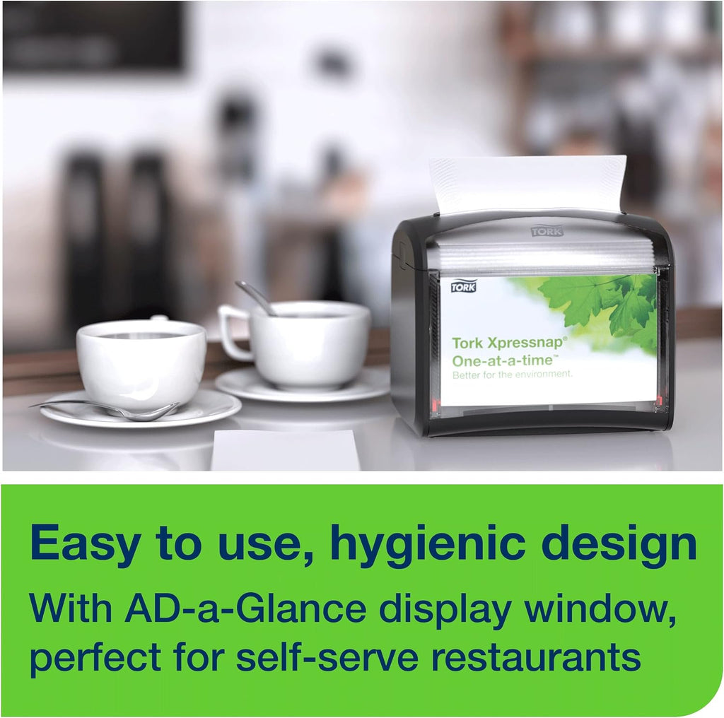 Tork Xpressnap® White Dispenser Napkin N4, One-at-a-Time Dispensing,1-ply, 1/4 Fold, 13' x 8.5 ', 12 x 500 Napkins, 109080
