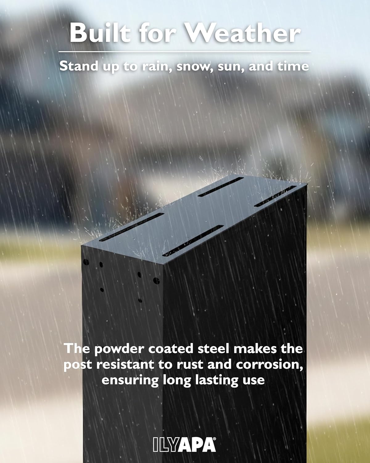 Ilyapa Modern Mailbox Post for Outside, 41x18x5 inch Black Metal Mail Box Posts for Decorative Residential Mailboxes, Includes Adjustable Universal Mounting Plate