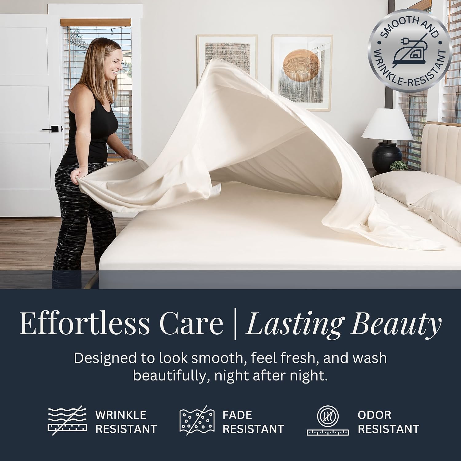 Linden & Lain Luxury Queen Size Bed Sheet Set | Organic Ultra Soft Bed Sheets | Viscose Derived from Bamboo | Microfiber | 18' Deep Pocket with Upgraded Elastic | Best Cooling Technology | Ivory