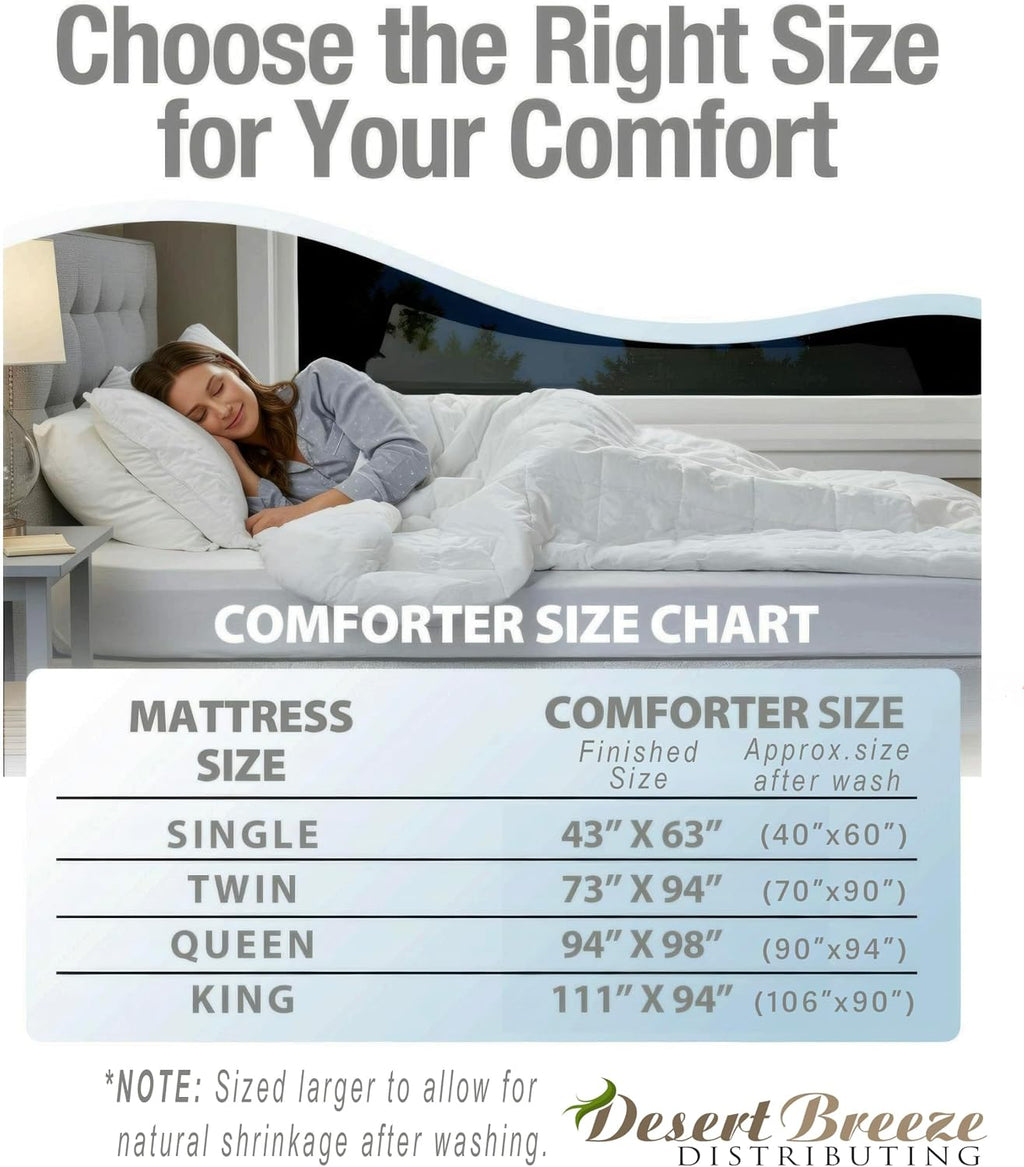 Desert Breeze Distributing Natural Comforter � Viscose from Bamboo Lightweight, Breathable, Down Alternative Quilt or Blanket, Duvet Insert, Queen Size