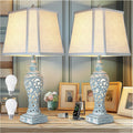 Table Lamp Bedside Lamps Set of 2, 28.5'' Luxsight Farmhouse Table Lamps for Bedroom, Lamps for Nightstands with Night Lights, with USB C+A Ports, Rustic Lamp for Living Room, Bulb Included