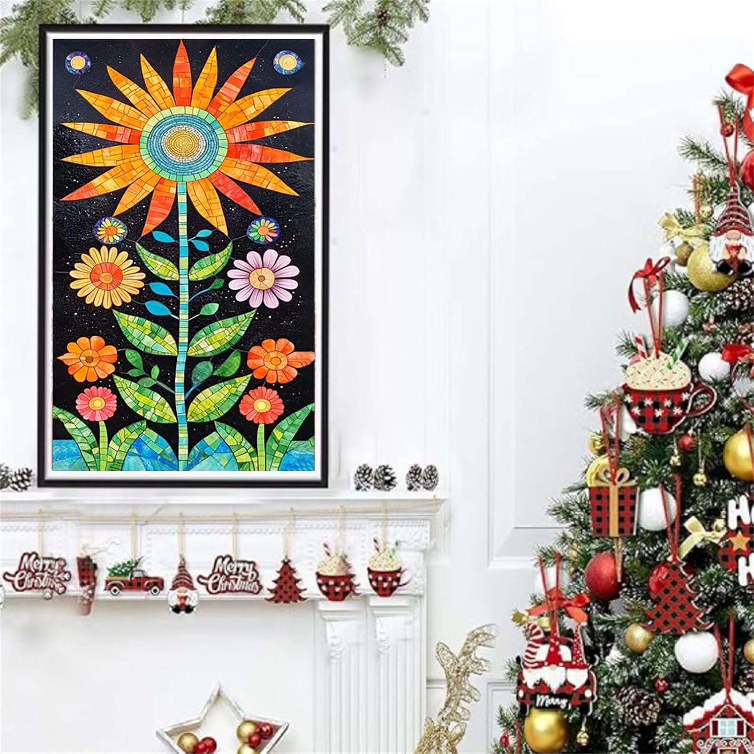 Diamond Art Kits for Adults Flower Diamond Painting Kits, 5D DIY Square Geometry Full Drill Dimond Art Paintings Crystal Crafts for Adults for Gift Home Wall Decor, Large Size 36 x 72 Inch, Model804