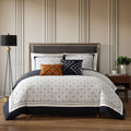 Bebejan Luxury Queen Comforter Set Black & White Geometric - 5 Piece Reversible Bedding Set, 100% Cotton Sateen, Soft Breathable All Season Bed Comforter (1 Comforter, 2 Shams & 2 Pillows)