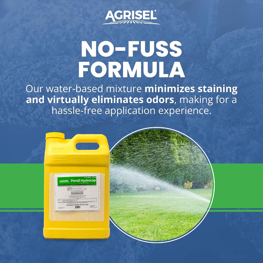 Agrisel Pendi Hydrocap Weed Killer, Pre-Emergent Formula, Effective on 40+ Broadleaf Weeds and Grasses, No-Stain, Mixes Easily, Pet Safe, Includes 3-Pack of Agrisel Protective Gloves, 320 Ounces