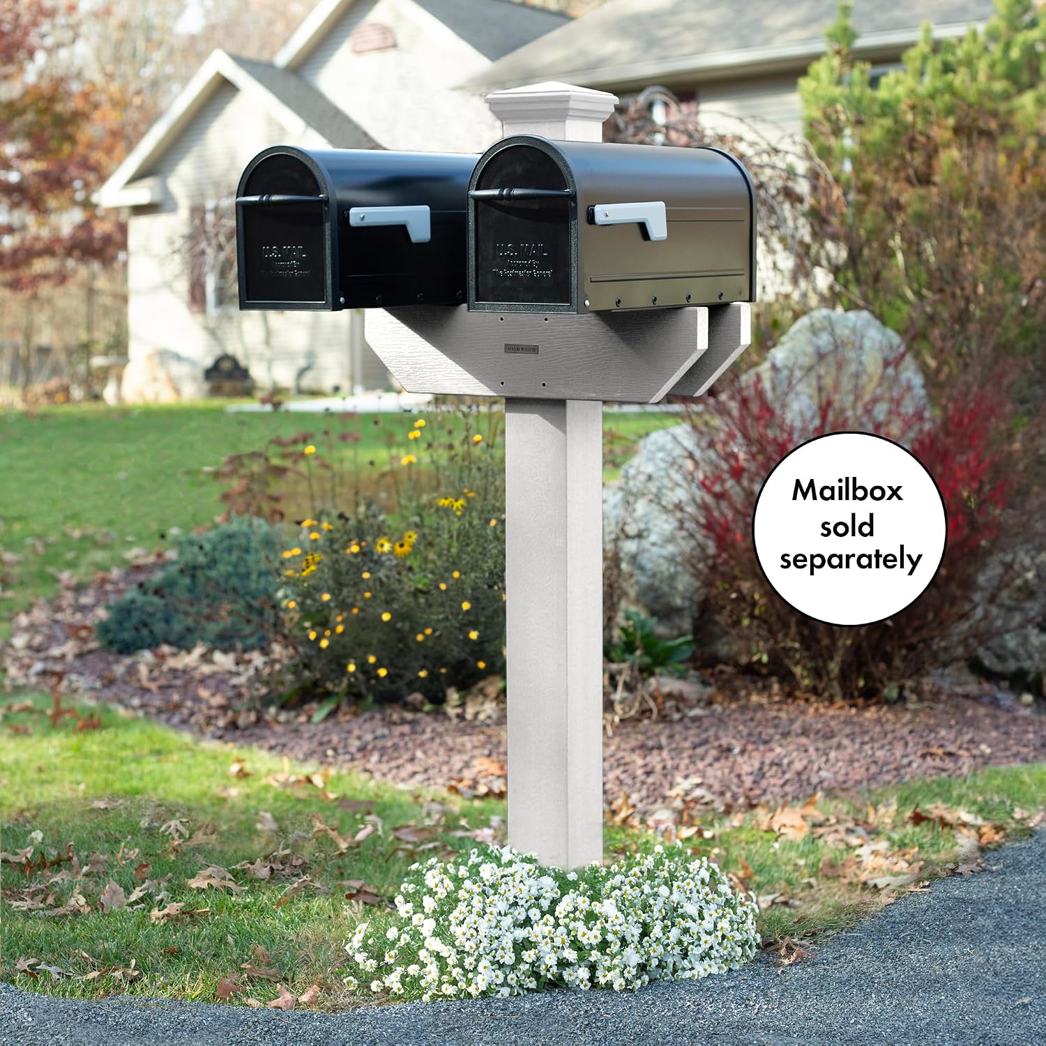 Hazelton Side-by-Side Mailbox Post, White