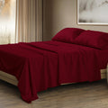 THREAD SPREAD 100% Egyptian Cotton Sheets Queen Size - Luxury 1500 Series Queen Sheet Set Egyptian Cotton (4 PC, Burgundy), Silky Soft, Sateen Weave, Cooling & Breathable, 17' Deep Pocket Bed Set