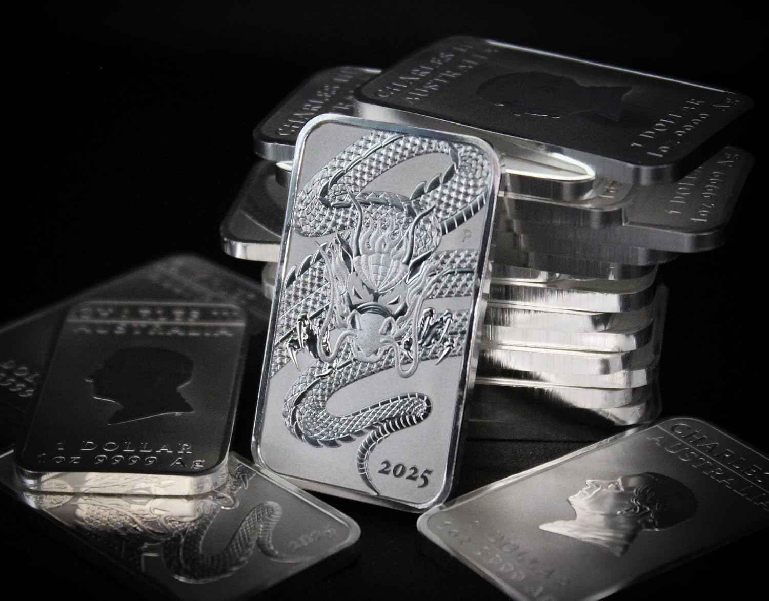 2018 - Present (Random Year) P 1 oz Silver Bar Australia Perth Mint Dragon Series Rectangular Coin Brilliant Uncirculated with Certificate of Authenticity $1 Seller BU