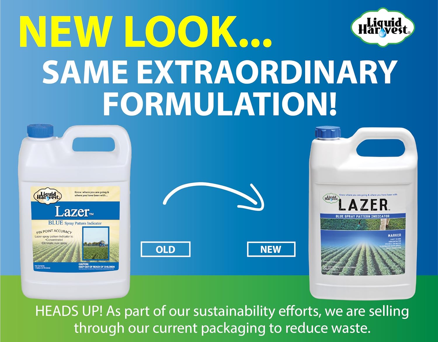 Liquid Harvest Lazer Blue Concentrated Spray Pattern Indicator - 1 Gallon (128 Ounces) - Perfect Weed Spray Dye, Herbicide Dye, Fertilizer Marking Dye, Turf Mark and Blue Herbicide Marker (Pack of 2)