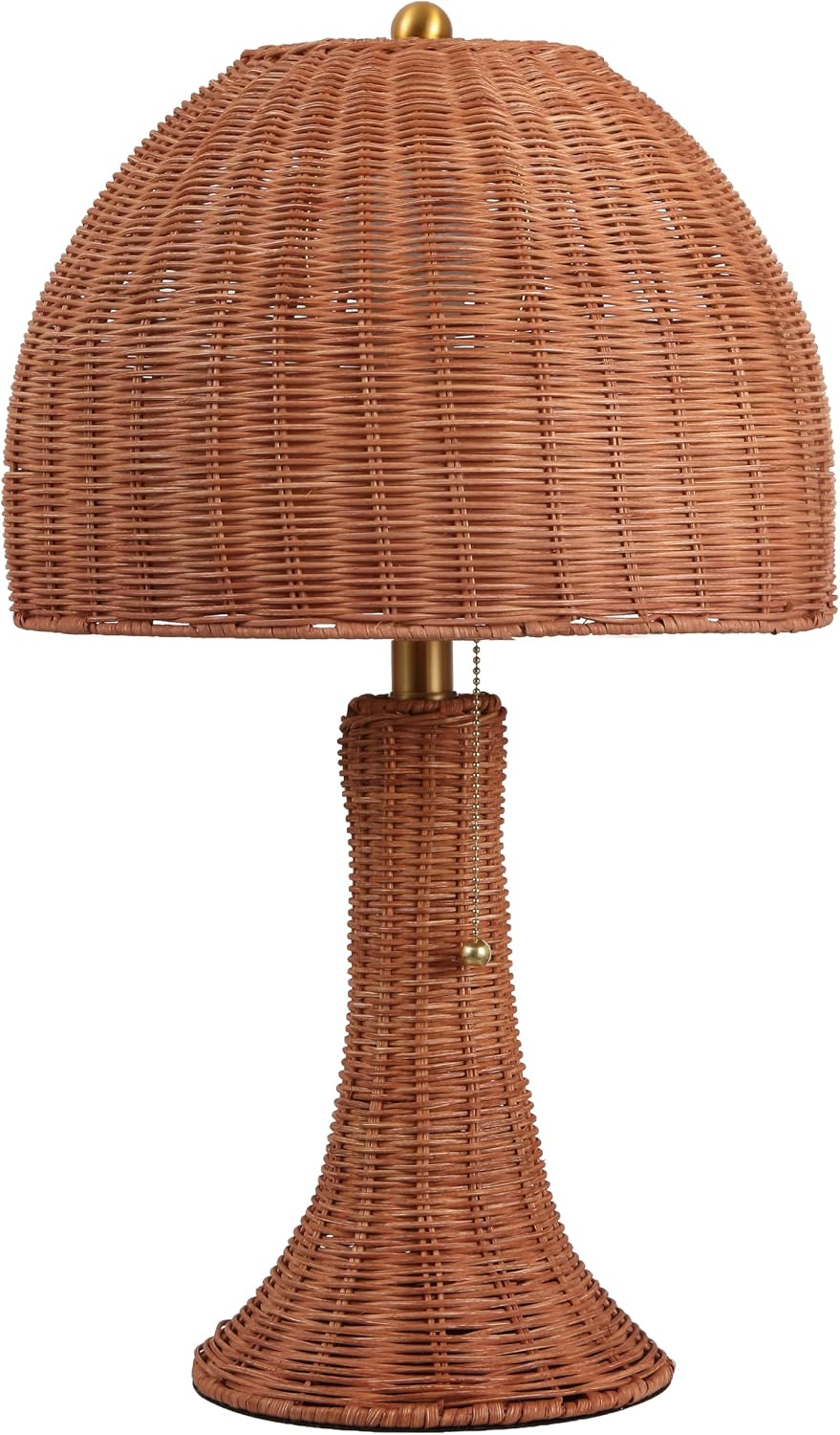 JONATHAN Y 22' Dark Brown Woven Rattan Mushroom Table Lamp Bohemian Coastal Bedside Lamp for Living Room Bedroom with Rattan Dome Shade LED Bulb Included JYL4011C