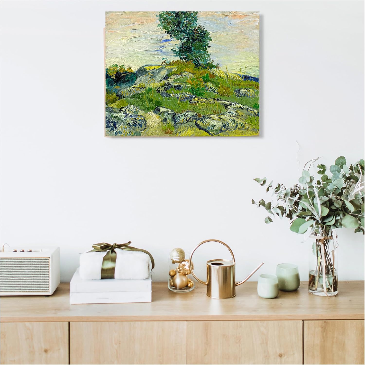 The Rocks Wall Art Canvas Prints 45x36x1.5, Vangogh Classic Art Reproductions. Giclee Print& Museum Quality Framed Art.