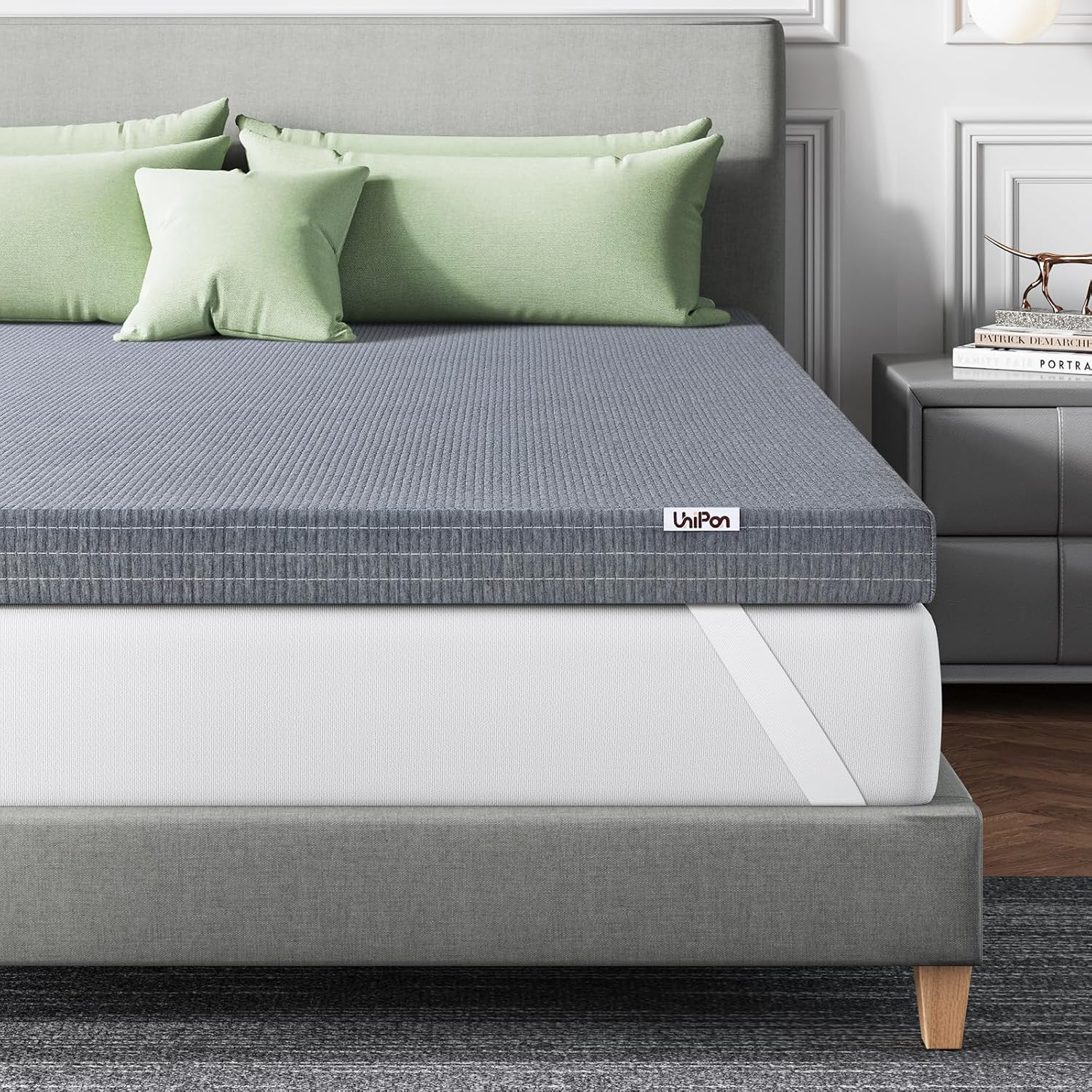 Firm Queen Mattress Topper with Cooling Gel & Bamboo Charcoal, 3 Inch Firm Queen Memory Foam Mattress Topper for Pain Pressure Relief
