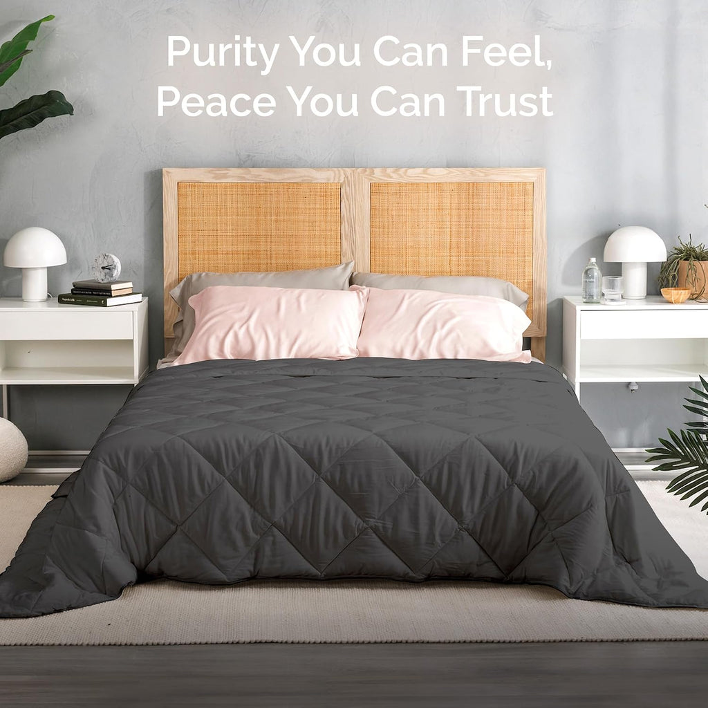 Cooling Comforter Oversized King – Lightweight All Season Down Alternative Duvet Insert, Hypoallergenic Plush Fill, 100% Viscose from Bamboo Cover - Charcoal, 116'x 98'