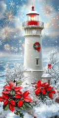 Diamond Art Kits for Adults Christmas Diamond Painting Kits 5D DIY Round Lighthouse Full Drill Dimond Art Paintings Crystal Crafts for Adults for Gift Home Wall Decor, Large Size 40 x 80 Inch,Model843
