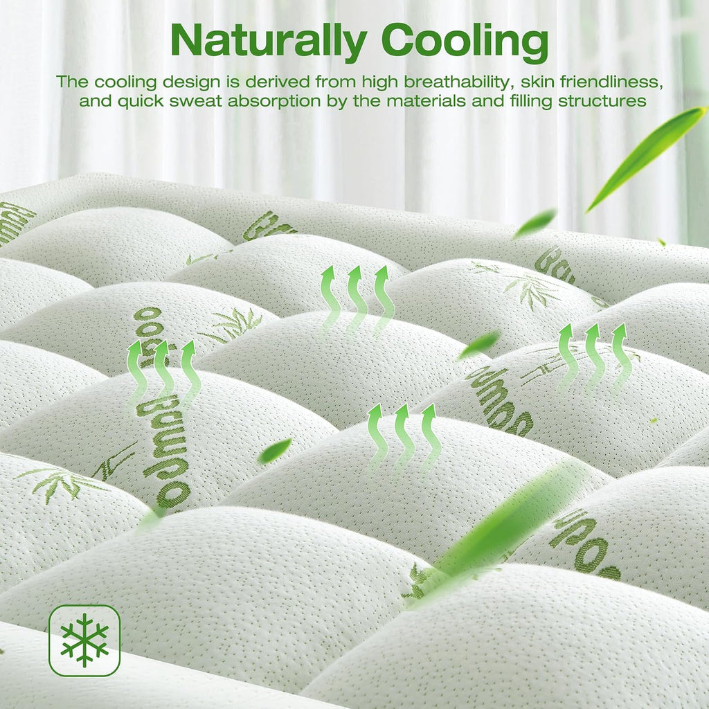 Ultra Soft Mattress Topper King Size Viscose Derived from Bamboo, Thick Pillow Top Mattress Pad Cover for Back Pain, Cooling Mattress Protector with 8-21 Inch Deep Pocket