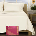 Mayfair Linen 100% Egyptian Cotton Full Size Bed Sheets - Luxury 1200 Series Egyptian Cotton Sheets Full Size Bed Set (4 PC, Ivory), Silky Soft, Cooling & Breathable, 17' Deep Pocket Sateen Bedding