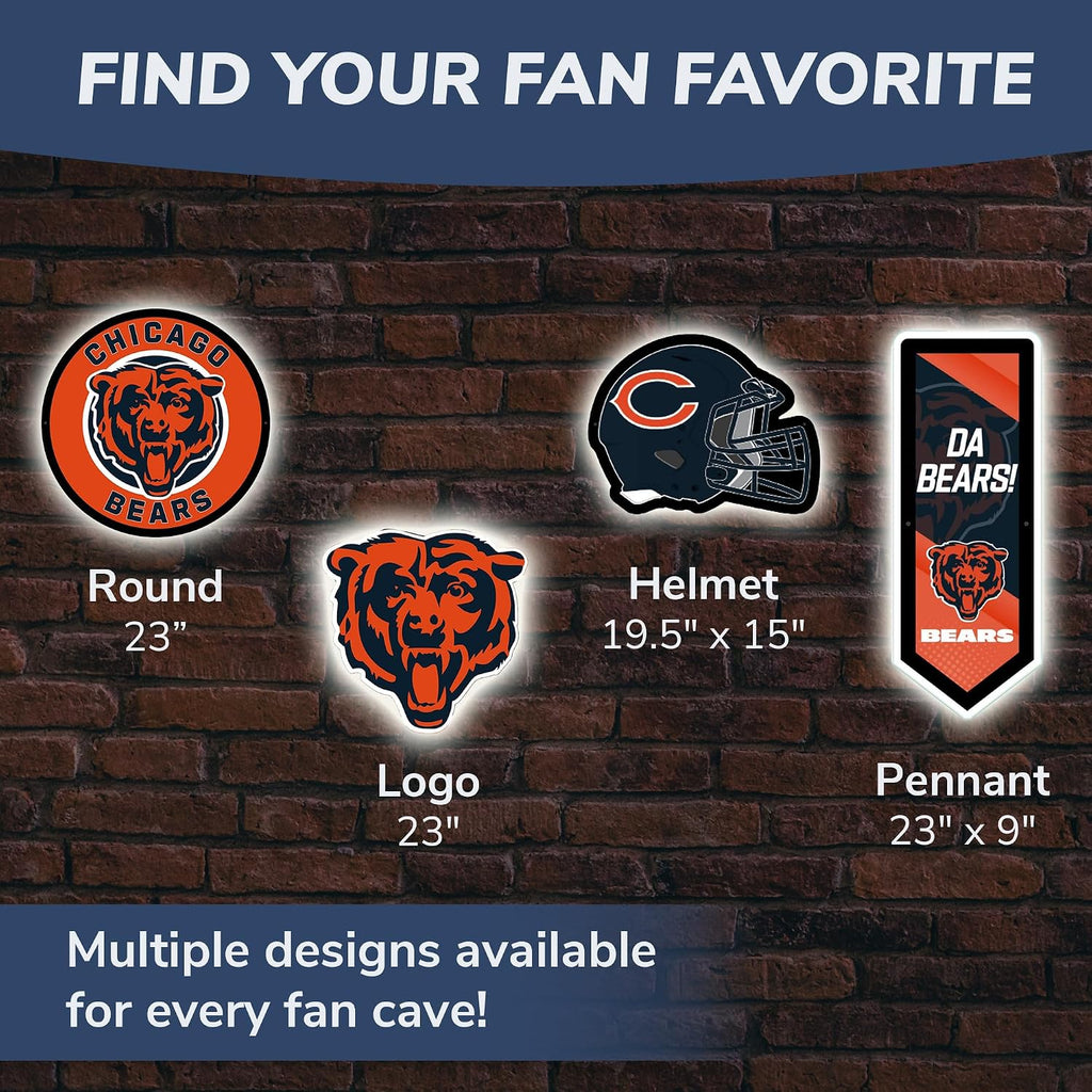 Team Sports America Evergreen NFL Chicago Bears | Ultra-Thin LED Light Wall Sign Decor | 23 Inch Round | Made in the USA