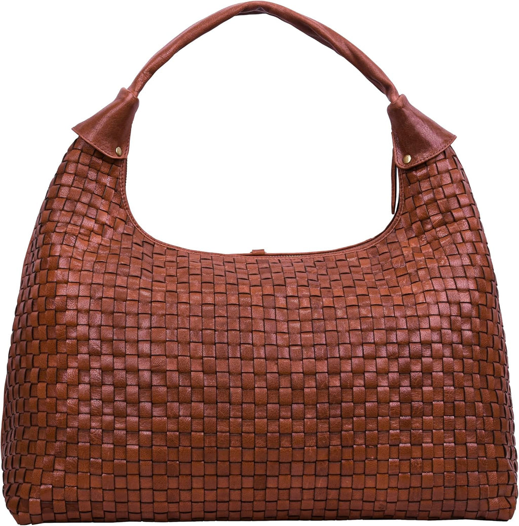ANTONIO VALERIA Addison Braided Leather Tote Bag for Women