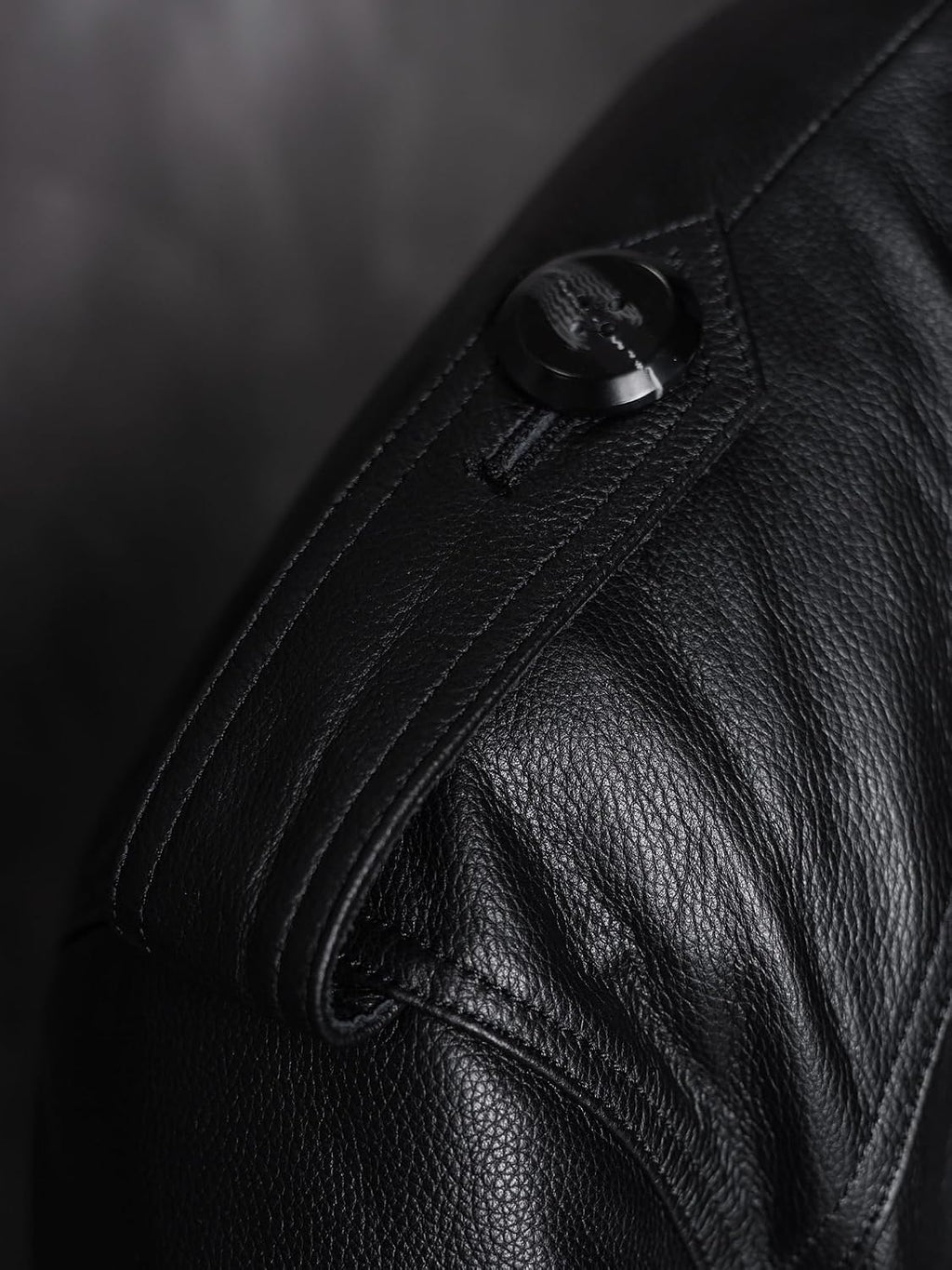 Men's Casual Long Leather Trench Coat, Slim Fit Double Breasted Notched Lapel Belt Black Full Length Jacket Overcoat