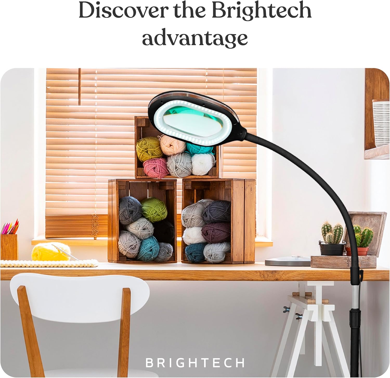 Brightech LightView Pro Magnifying LED Desk Lamp with Flexibility & Durability, 3 in 1 LED Glass Magnifier, Work Light for Hobbies & Reading - Black