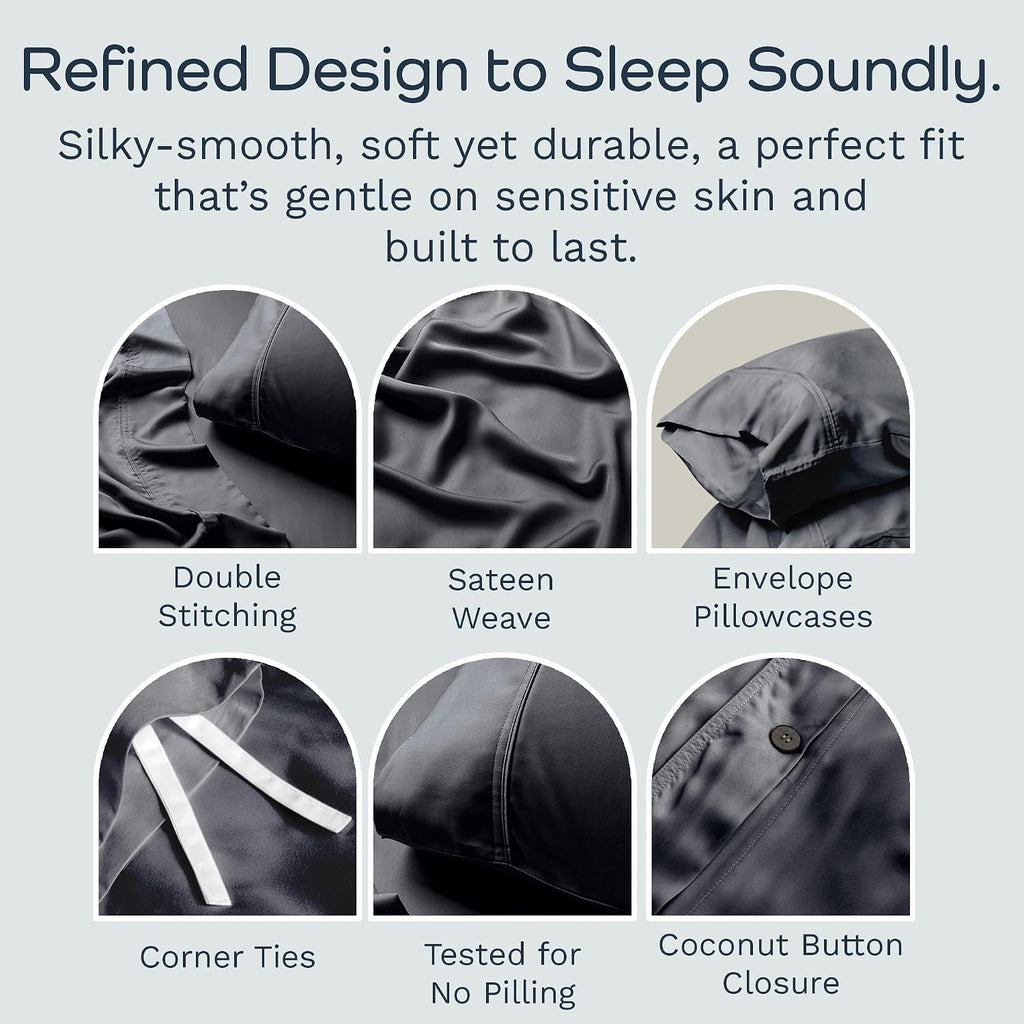Olive + Crate Tencel King Duvet Cover Set - Hypoallergenic, Cooling Lyocell, Eucalyptus Duvet Cover for Hot Sleepers with Two Pillowcases - Charcoal 3-Piece