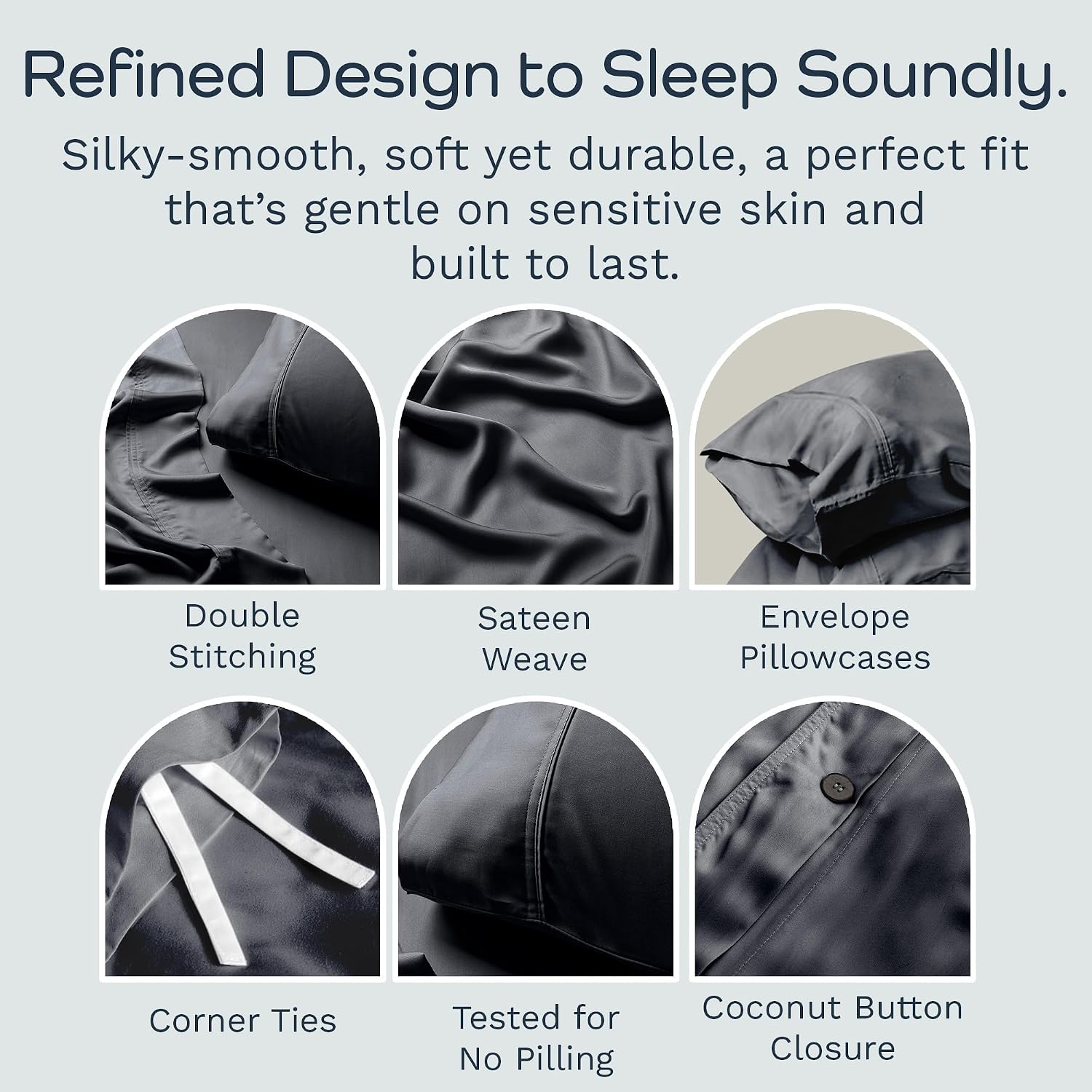 Olive + Crate Tencel King Duvet Cover Set - Hypoallergenic, Cooling Lyocell, Eucalyptus Duvet Cover for Hot Sleepers with Two Pillowcases - Charcoal 3-Piece