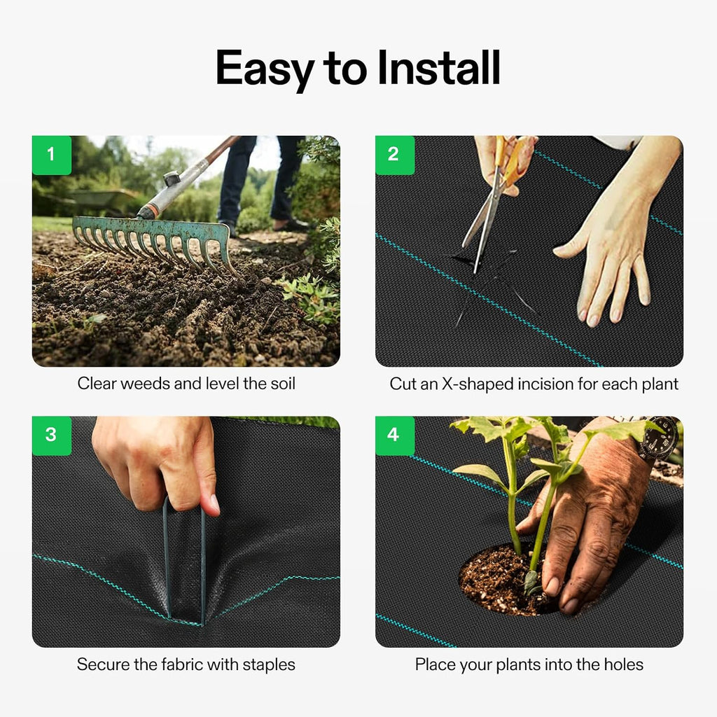 VIVOSUN Premium Weed Barrier Landscape Fabric Heavy Duty, 6ftx300ft 5oz Double-Layered Weed Control Mat with High Permeability, Commercial Ground Cover, Easy Set up & Superior Weed Control