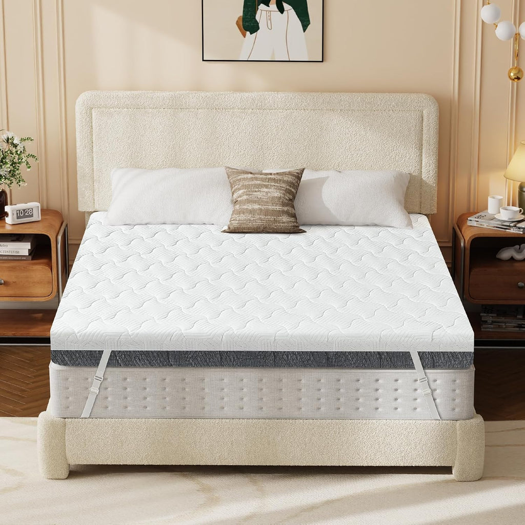 Extra Firm Mattress Topper King Size 4 Inch, Firm to Extra Firm Mattress Pad with Dual Sides Flippable for Back Pain Relief, High-Density Support Bed Topper with Washable Cover, CertiPUR-US,80' x 76'