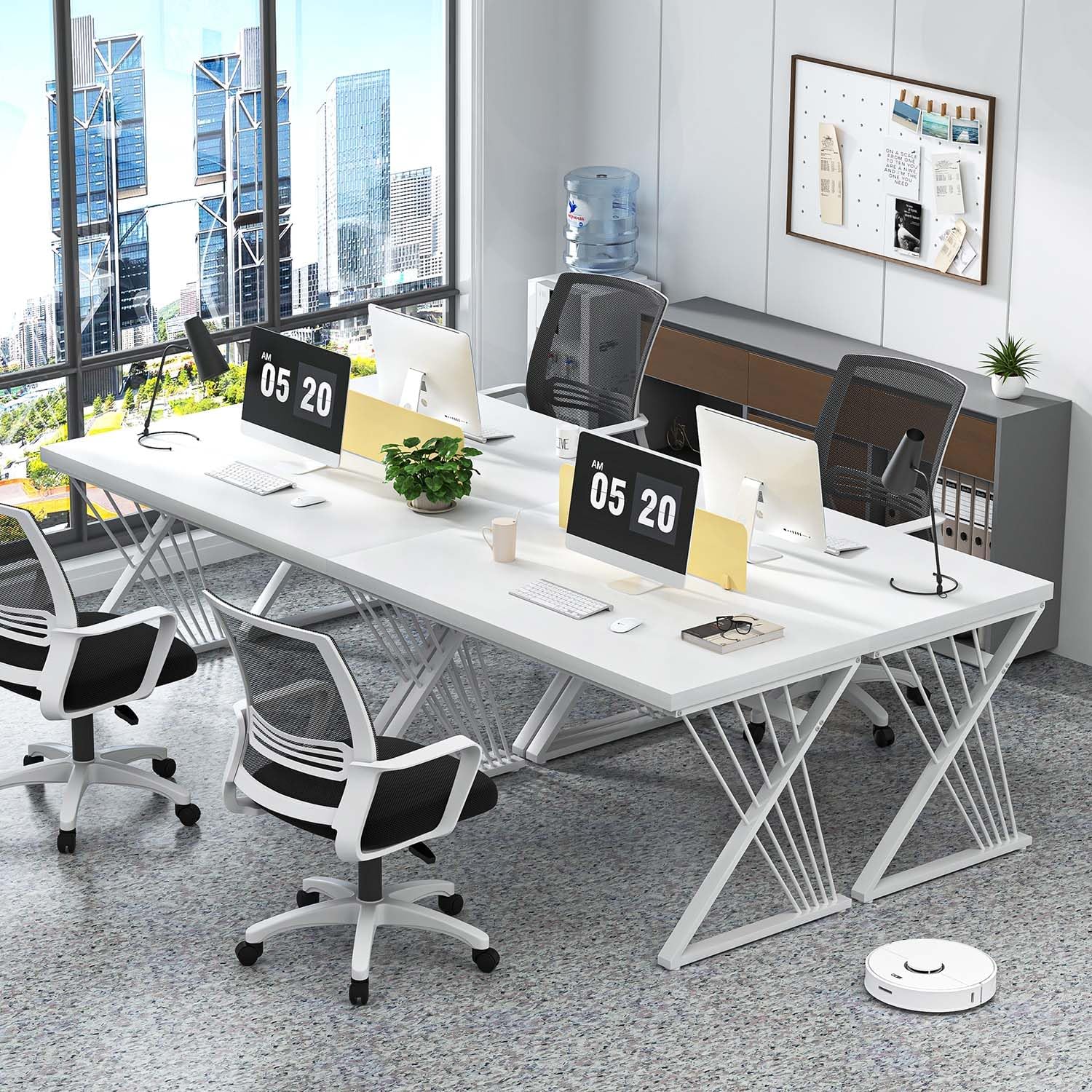 FOLUBAN White Desk, Modern Wood and Metal Computer Desk for Home Office, Simple Writing Work PC Desks for Bedroom, Industrial Study Gaming Table for Living Room, White, 47 Inch