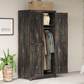 LUXOAK 70' Large Armoire Wardrobe Closet with Hanging Rod, Farmhouse Clothing Storage Cabinet with 2 Barn Doors, Wooden Tall Bedroom Armoires with Shelf, Dark Oak Wood