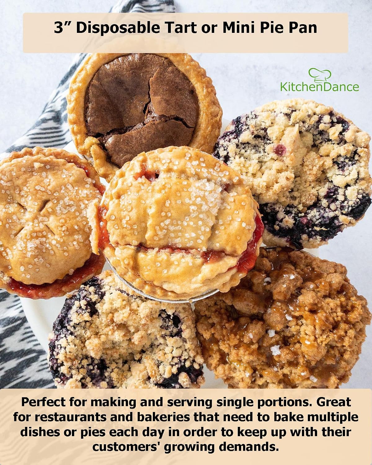 KitchenDance Disposable Aluminum Foil Tart Pan - 3 Inches Round Aluminum Foil Individual Pie Pans for Pies and Tarts - Baking Pans Perfect for Baking, Cooking, and Preparing Food - 301, 2000 Count